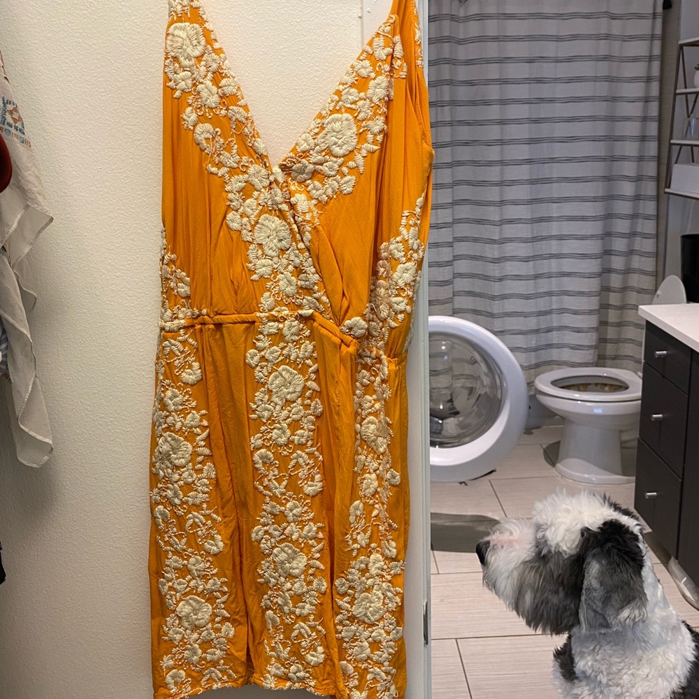 Blue life orange floral mini dress